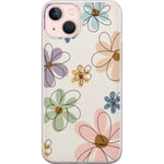 Apple iPhone 13 mini Transparent Mobilskal Tecknade Blommor