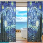 ALAZA Sheer Voile Curtains, Starry Night Polyester Fabric Window Net Curtain for Bedroom Living Room Home Decoration, 2 Panels, 84 x 55 inch