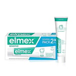 elmex Dentifrice Sensitive 2 x 75 ml – Nettoyage doux des dents et protection pour les dents sensibles à la douleur – Testé cliniquement pour des dents fortes et contre les caries