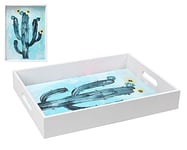 BigBuy Home S1123372 Cactus Tray White 113953, Iron, Multicolor