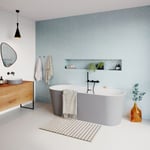 Baignoire semi-îlot Nakina L. 170 cm x l. 75 cm gris