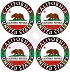 California State californien Ours USA, Amérique 50 mm (5,1 cm) Vinyle Bumper-helmet Stickers, décalcomanies X4