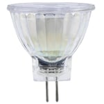 LED-lampa, GU4, 185lm utbyte 20W, förstärkare. refl. MR11, bl. chd., Vitt glas