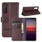 Sony Xperia 5 II Plånboksfodral i Äkta Läder, Brun