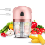 Kowth Mini Onion Chopper Small Portable 260ml Rechargeable USB Electric Vegetable Chopper Blender Food Processors for Garlic Ginger Chili Carrot Meat Baby Food-Pink