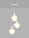 Tala Alumina Triple Pendant Cluster Ceiling Light with Sphere V LED Bulbs, Chalk