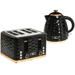 HOMCOM 1.7 Rapid Boil Kettle and 7 Control 4 Slice Toaster Toaster Set Black