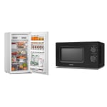 COMFEE' RCD93WH1(E) A Under Counter Fridge, 93L Fridge with Cooler Box & 700W 20L Black Microwave Oven With 5 Cooking Power Levels