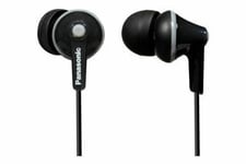Panasonic RP-HJE125E-K BLACK Ergofit In Ear Wired Earphones Powerful Sound /NEW