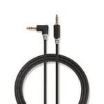 Nedis AUX kabel, vinklet 3.5mm hann - 3.5mm hann, 0.5m - Svart