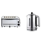 Dualit 6 Slice Toaster 60144 - Polished & Classic Kettle | Polished Stainless Steel with Black Trim | Quiet boiling kettle | 90 Second Boil Time | 1.7 L Capacity, 2.3 kW | 72796