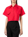 Pinko Women's Castallia Cotton Poplin Shirt Blouse, R43_Pure red, XS