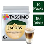 Tassimo Coffee Pods Jacobs Latte Macchiato Vanilla 10 Packs (80 Drinks)