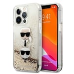 Karl Lagerfeld KLHCP13XKICGLD iPhone 13 Pro Max 6,7" guld/guld hårdfodral Liquid Glitter Karl&Choupette Head