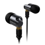 Technics Premium in- Ear Monitors IEM, High-Fidelity Wired in-Ear Earbuds Earphones with Innovative 10mm Driver for Ultra-Low Distortion - EAH-TZ700, Black/Gold