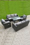 Outdoor Rattan  Sofa Set Dining Table Recling Arm Chairs  Lounge Sofa 8 Seater