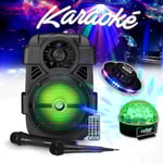 Pack Karaoké à LED - Karaoké SONO DJ Batterie 400W - USB/Bluetooth + Microphones, jeux de lumière, Noël, cadeaux, Anniversaire