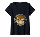 Womens Woburn MA | Massachusetts | Vintage Distressed V-Neck T-Shirt