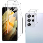 GEEMAI Compatible with Samsung Galaxy S21 Ultra Screen Protector 3 Packs/Camera Lens Protector 2 Packs, Easy Installation Bubbles Free Soft TPU Film Compatible with Samsung Galaxy S21 Ultra 5G.