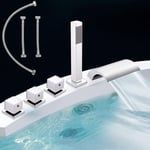 Robinet de bain bord de baignoire robinetterie 5 trous bord de baignoire chromé ensemble de robinetterie de salle de bains avec entrée de cascade et