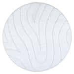 Badrumsmatta SUPREME cirkel WAVES, Vågor, halkfri, mjuk - vit, cirkel 67 cm