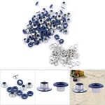 100 set 5mm metalliska scrapbooking öljetter spänne läderhantverk klädtillbehör (mörkblå)