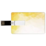 4G USB Flash Drives Credit Card Shape Yellow and White Memory Stick Bank Card Style Fractal Mosaic Form with Simplistic Abstract Triangles with Ombre Effect Decorative,Yellow White Waterproof Pen Thu
