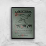 Jurassic World How To Survive A T-Rex Encounter Giclee Art Print - A2 - Black Frame