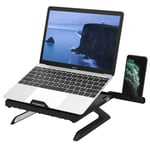 MoKo Laptop Stand, Multi-Angle Adjustable Laptop Holder for Desk Foldable Computer PC Riser Anti-Slip Mount for MacBook Pro 14" 2021, MacBook Pro Air, Surface Laptop, Notebook (10-15 Inch), Black