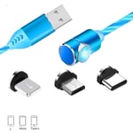 CABLING®Câble Magnetique USB C Charge Rapide 3A Type C Micro USB Lighting Multi 3 en 1 Câbles de Chargeur avec LED Qui Coule Câble