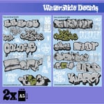 Waterslide Decals - Train and Graffiti - Silver and Gold