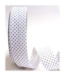 Cotton Spotty Polka Dot Double Fold Bias Binding Tape 30mm 1" Craft Trim Sewing Quilting 36 colourways in Ribbon Queen Wrapper UK Seller 5m White with Grey