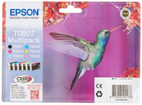 Epson T0807 Hummingbird Genuine Multipack, 6-colours Claria Photo HD Ink Cartrid