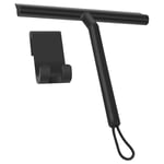 Silicone Shower Squeegee with Hook & Lanyard, Black Screen Wiper C2U6