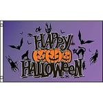 Drapeau Happy Halloween violet 150x90cm - Drapeau fête d'Halloween 90 x 150 cm - Drapeaux - AZ FLAG