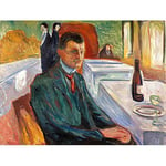 Wee Blue Coo Munch Autoportrait avec Une Bouteille de Vin Peinture Art Affiche Murale 30X40,6 Cm