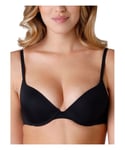 Wonderbra Womens W9443 Invisible Padded Smooth Push Up T-Shirt Bra - Black Cotton - Size 38F UK BACK/CUP
