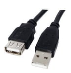 USB 2.0 A to A EXTENSION Cable Lead Wire BLACK Extender Male Female Socket (3 METRE, BLACK)