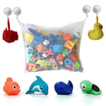 COSY ANGEL Bath Toy Storage Bag for Bath Toys with 4 BPA Free toys UK Approved - Large Toddlers Bathroom Organiser Net with 4 Suction Cups Hooks