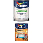Dulux Quick Dry Satinwood Paint, 750 ml (Pure Brilliant White) Easycare Washable and Tough Matt (Goose Down)
