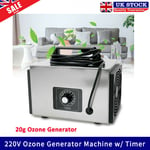 20g/h 220V Ozone Generator Machine w/ Timer Disinfection Air Purifier UK plug