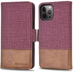 KEZiHOME Wallet Case for iPhone 12 Pro Max, PU Leather [RFID Blocking] Credit Card Holder Folio Flip Cover Kickstand Magnetic Folding Case Compatible with iPhone 12 Pro Max 5G (6.7") (Wine Red/Brown)