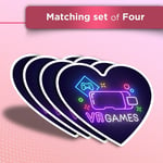 4x Heart Stickers - Virtual Reality VR Games Gaming #14757