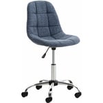 Tabouret chaise de bureau pivotante hauteur réglable tissu bleu TAB010004