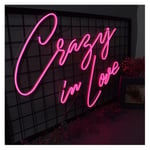 Custom Large Neon Sign Light Crazy in Love Wedding Signs,Led Flex Visual Artwork Bar Pub Club Wall Hanging Decoration (Size : 23.5x18in(60x45cm))