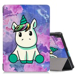 ZhuoFan Case for Lenovo Tab E10 (TB-X104F) 10.1" Tablet, Leather Slim Lightweight Shockproof Holder Stand Protective Cover Shell with Magnetic Adsorption, Auto Wake/Sleep, Unicorn