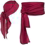 Piratdräkttillbehör Set Retro Durag Långsvansad Pirathatt Stor Sash Medeltida Renässans Tema Cosplay Klä Upp För HalloweenfestBY Wine Red