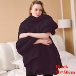 Arm Knitted Blanket Merino Wool Throw Iceland Thick Yarn Black 50x50cm