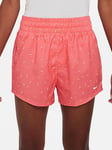 Nike Older Girls Dri-fit One Swooshfetti Shorts - Pink, Pink, Size L=12-13 Years