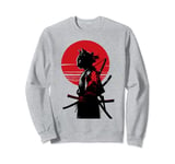 Japanese Samurai Cat Sunset Ninja Ink Art Anime Sweatshirt